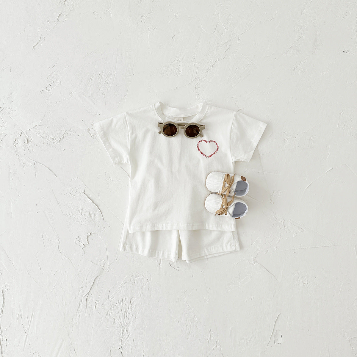 Heart Printed Short Sleeve Two-piece Set