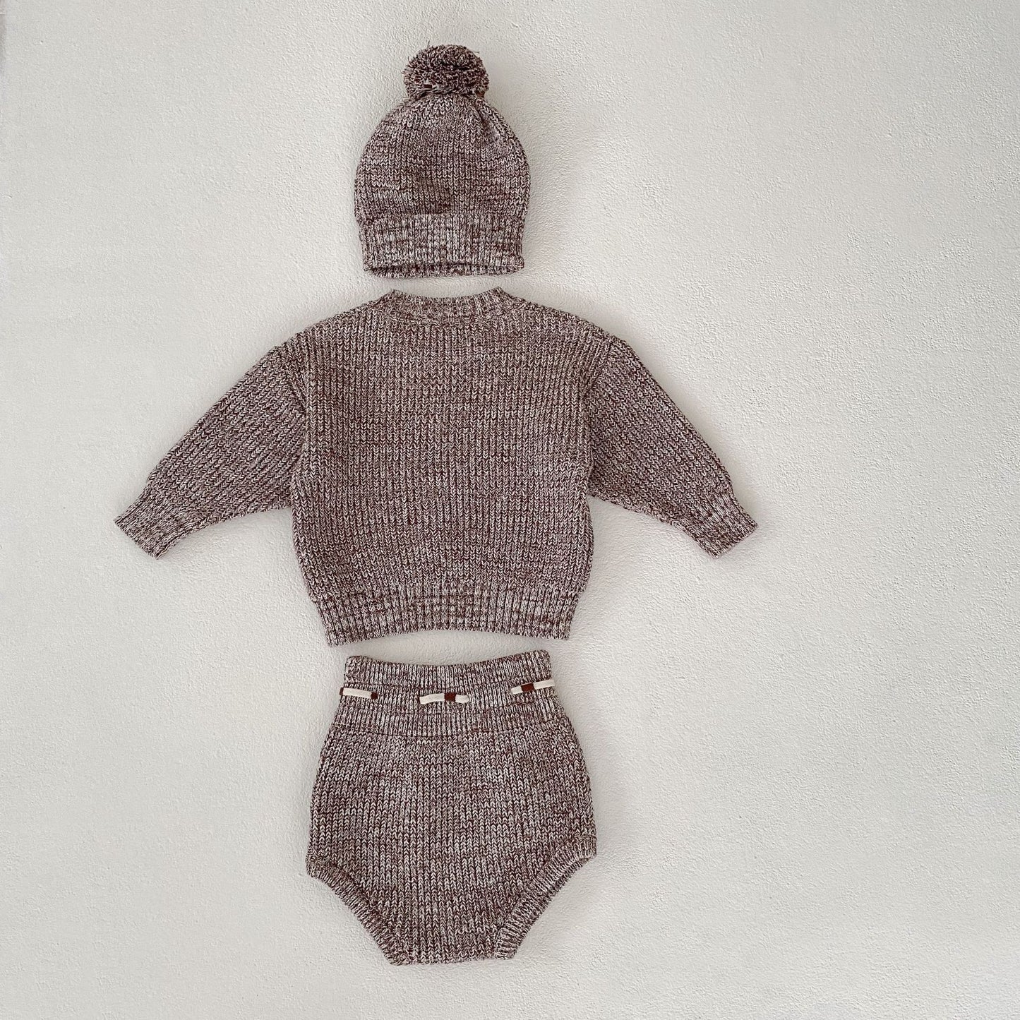 Baby Girl Mixed Colour Fur Ball Knitted 3-piece Set