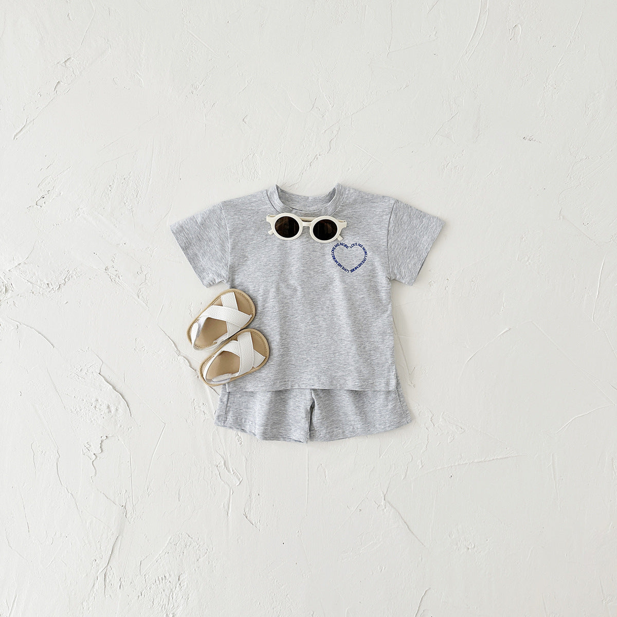 Heart Printed Short Sleeve Two-piece Set