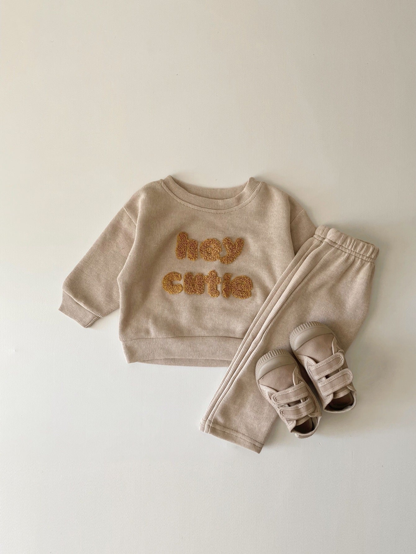 Newborn Alphabet Embroidered Baby Long Sleeve Two-piece Suit