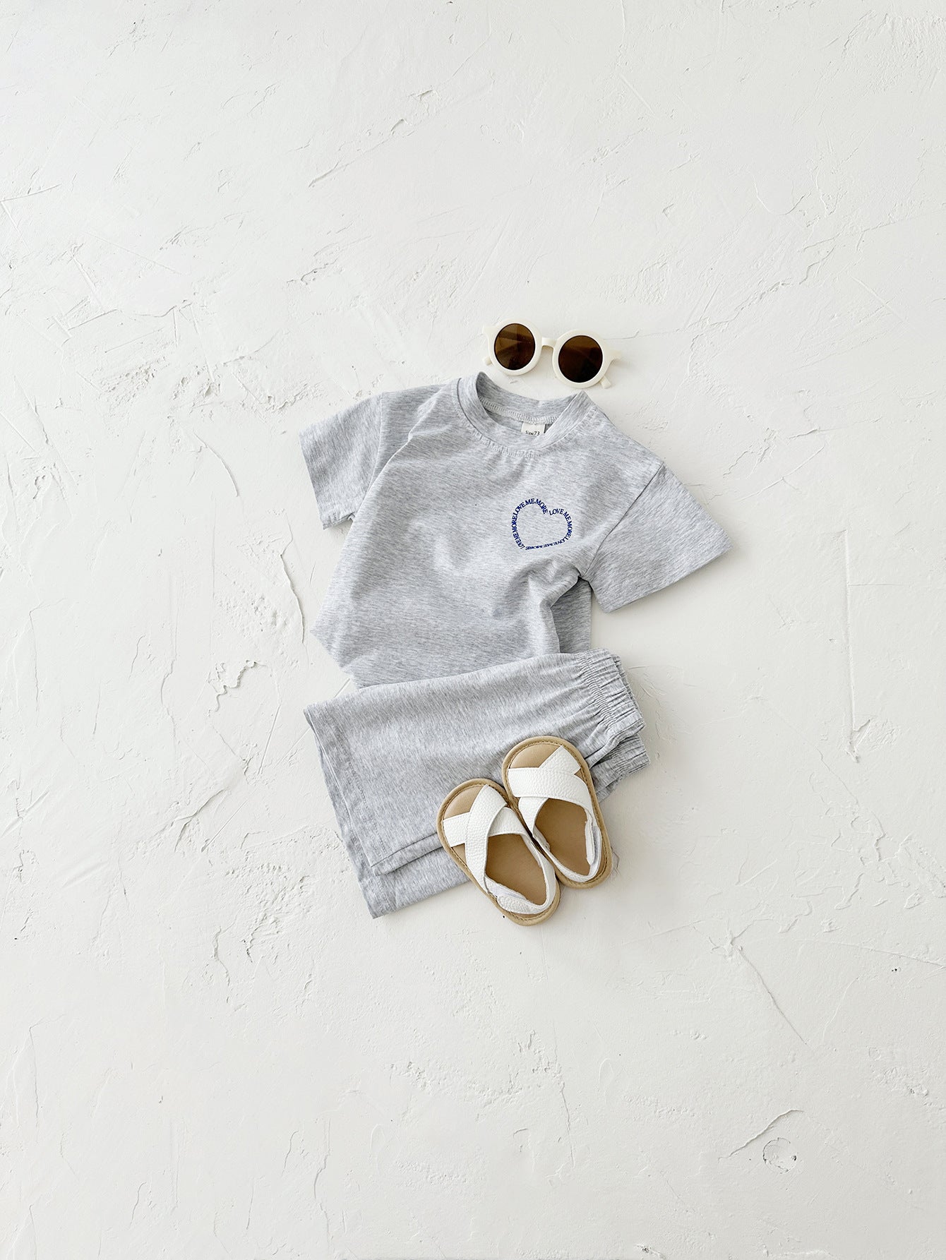 Heart Printed Short Sleeve Two-piece Set