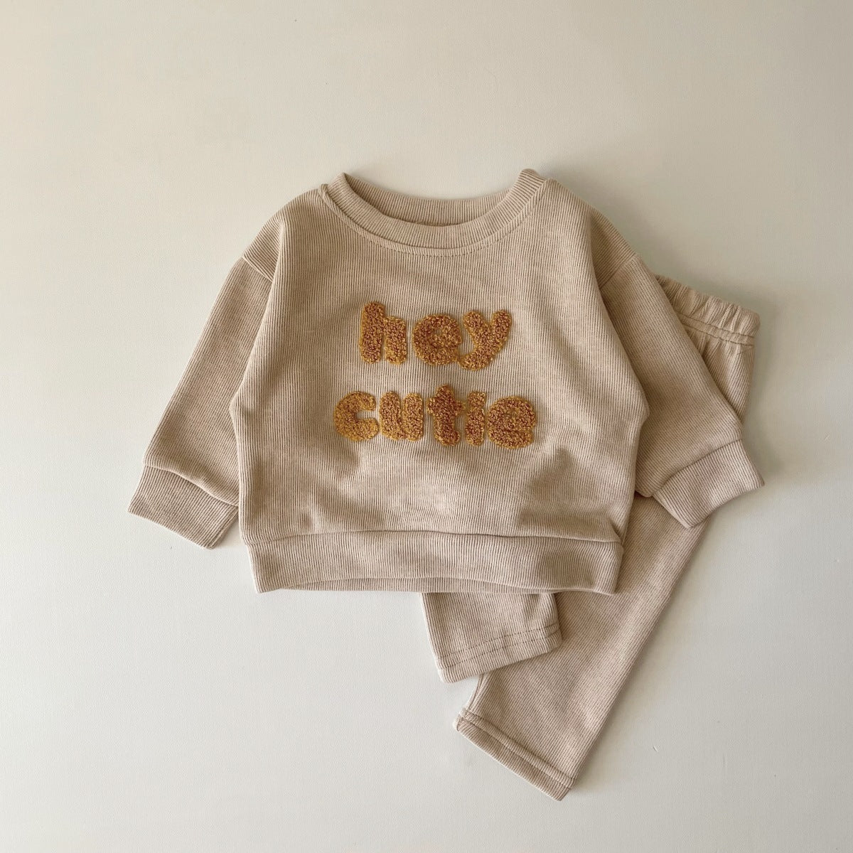 Newborn Alphabet Embroidered Baby Long Sleeve Two-piece Suit