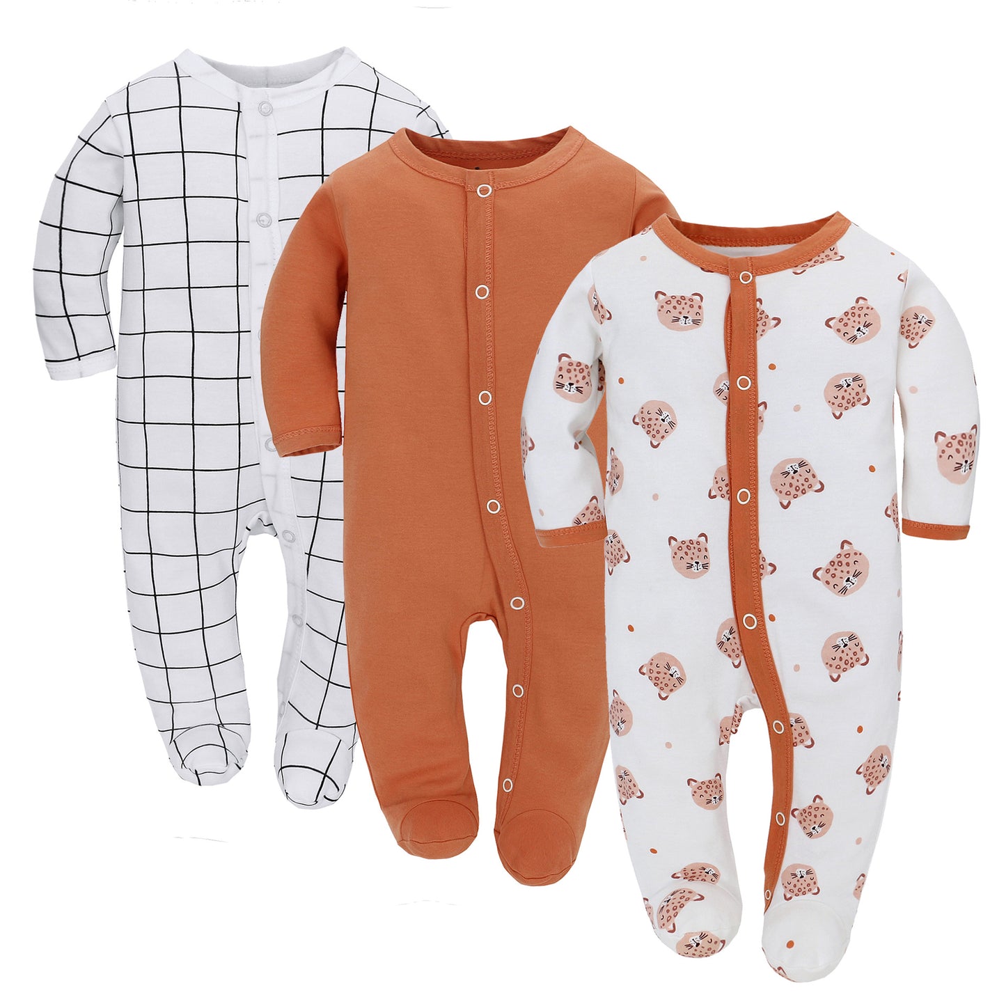 3 Pack Of Long Sleeve Baby Romper