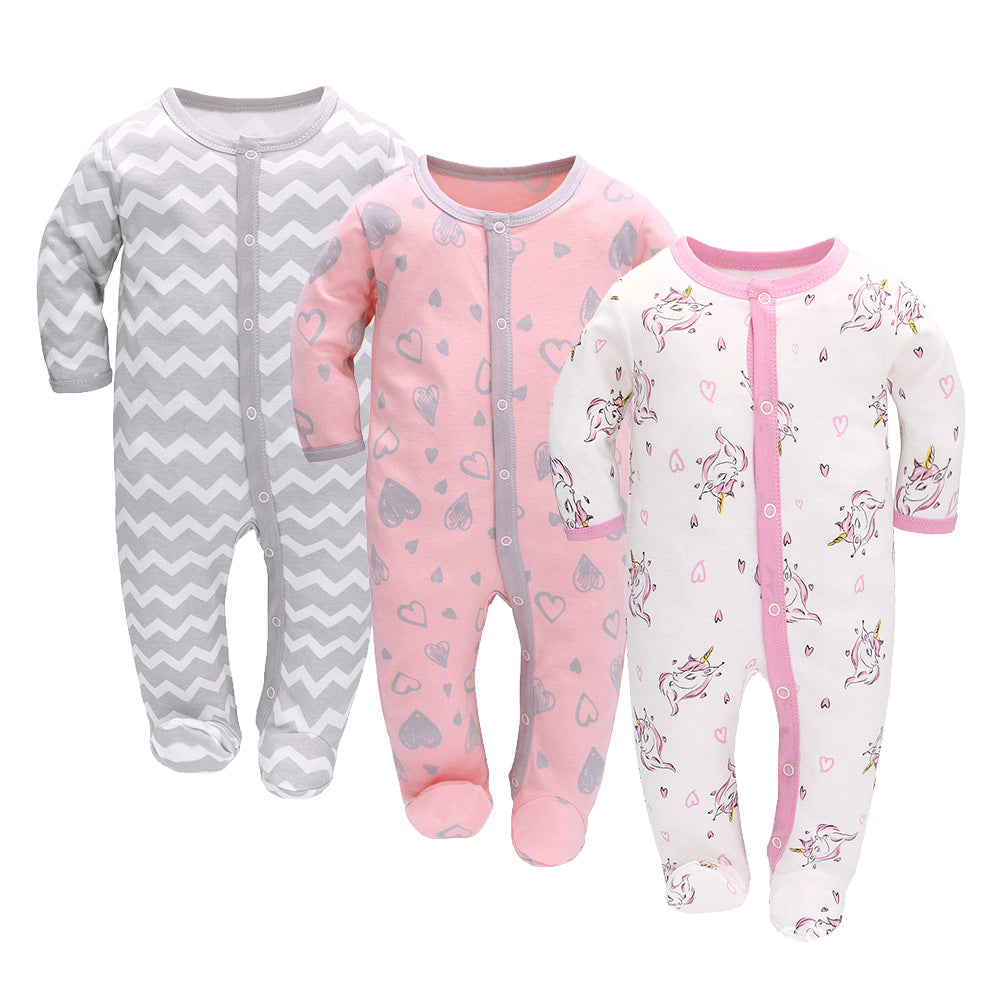3 Pack Of Long Sleeve Baby Romper