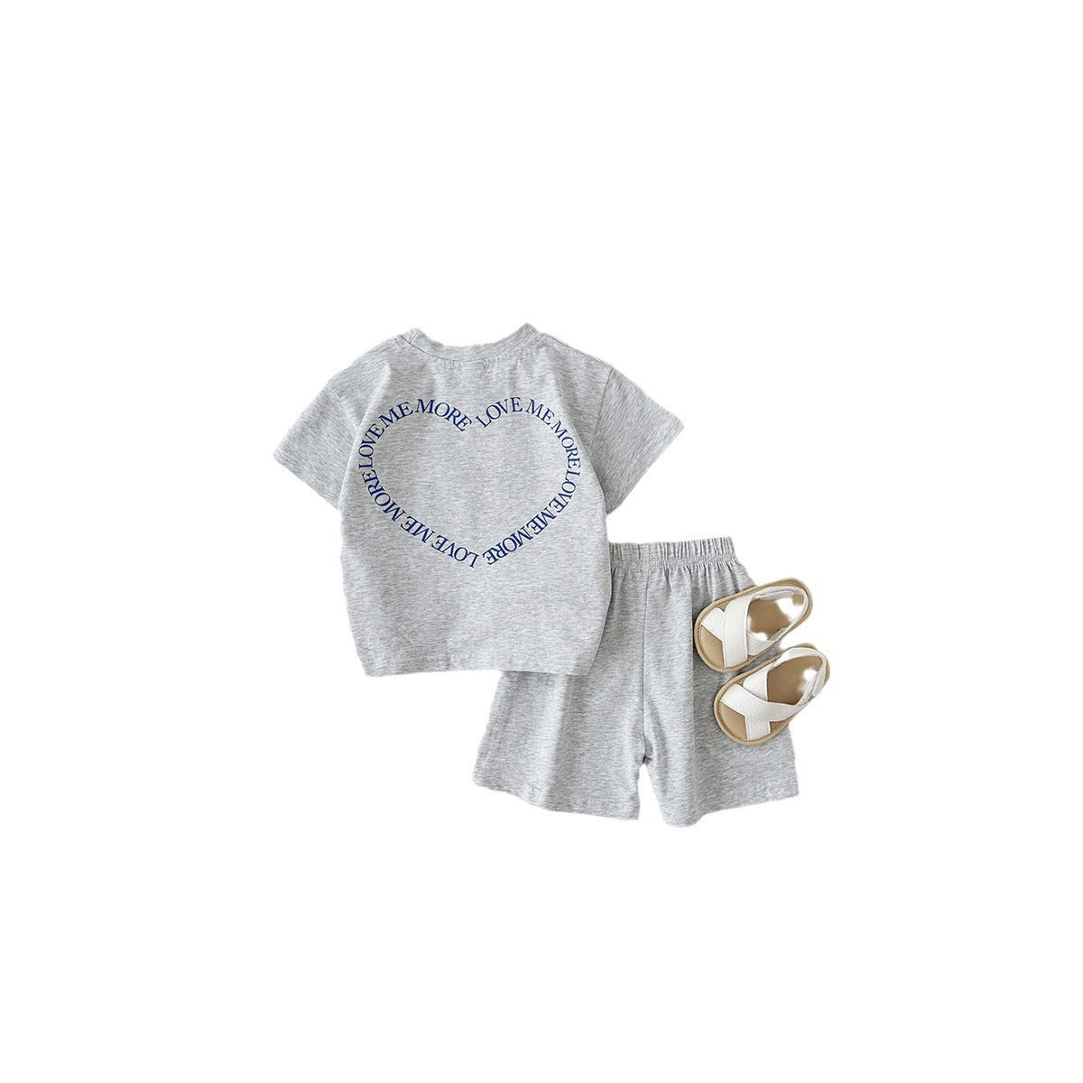 Heart Printed Short Sleeve Two-piece Set