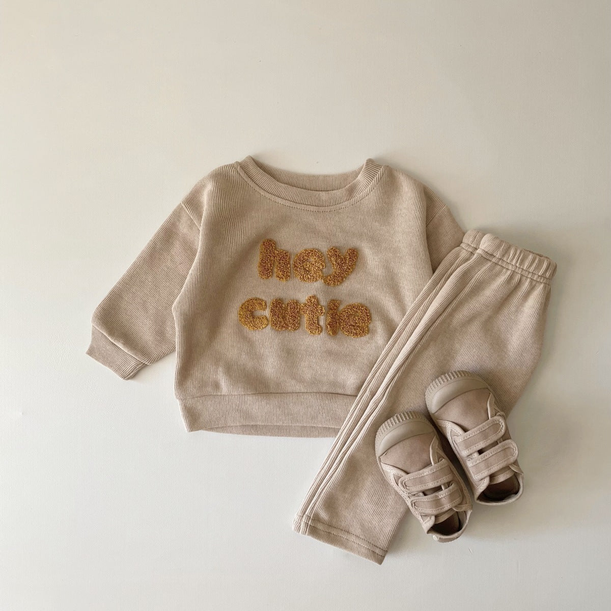 Newborn Alphabet Embroidered Baby Long Sleeve Two-piece Suit