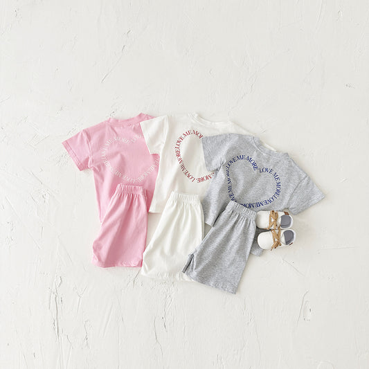 Heart Printed Short Sleeve Two-piece Set