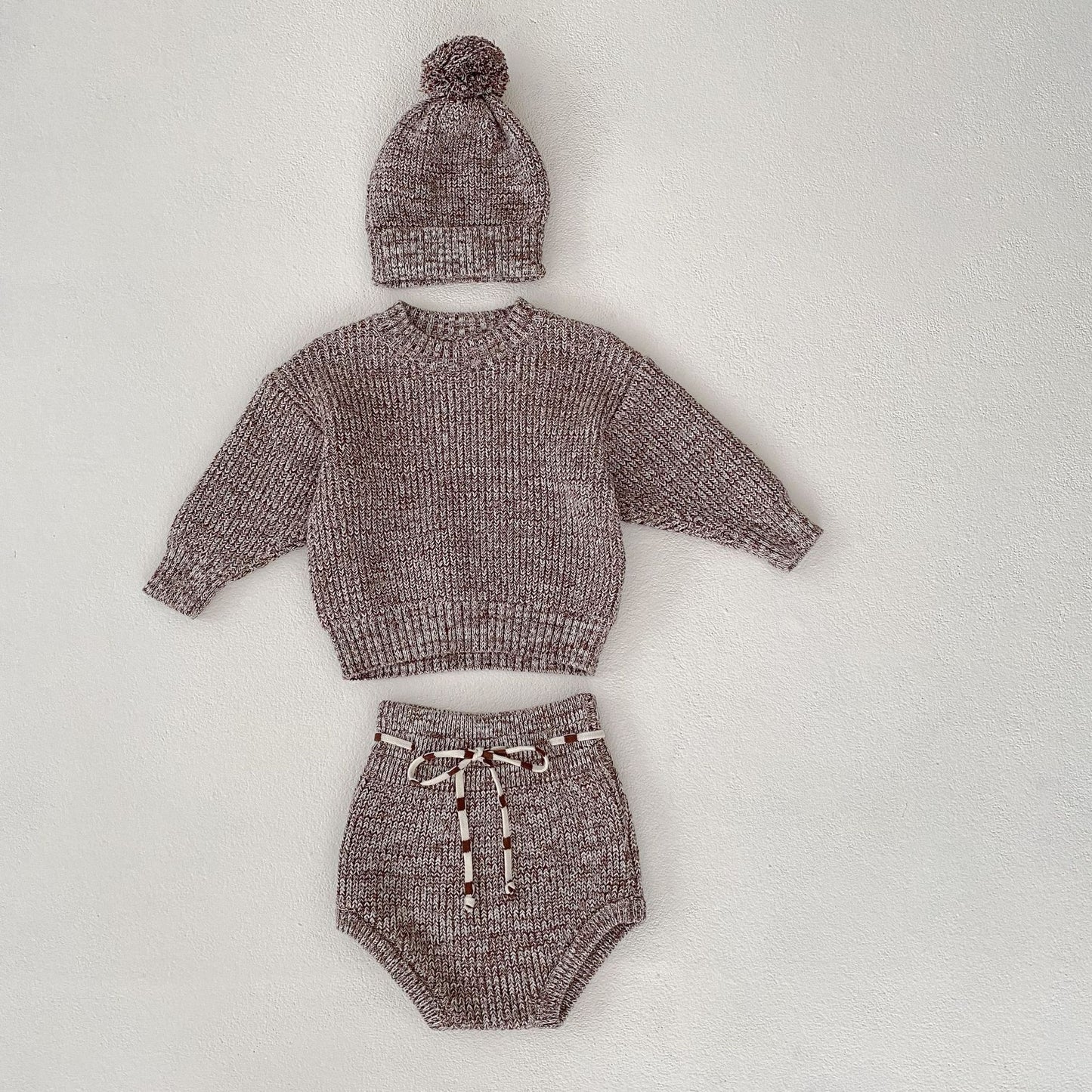 Baby Girl Mixed Colour Fur Ball Knitted 3-piece Set