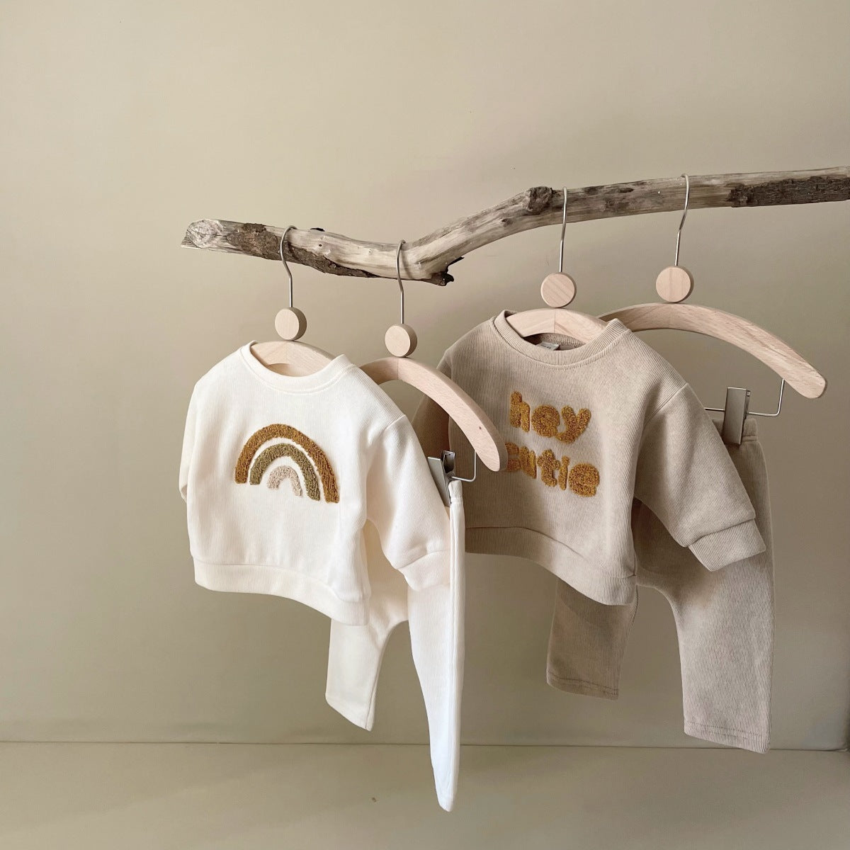 Newborn Alphabet Embroidered Baby Long Sleeve Two-piece Suit