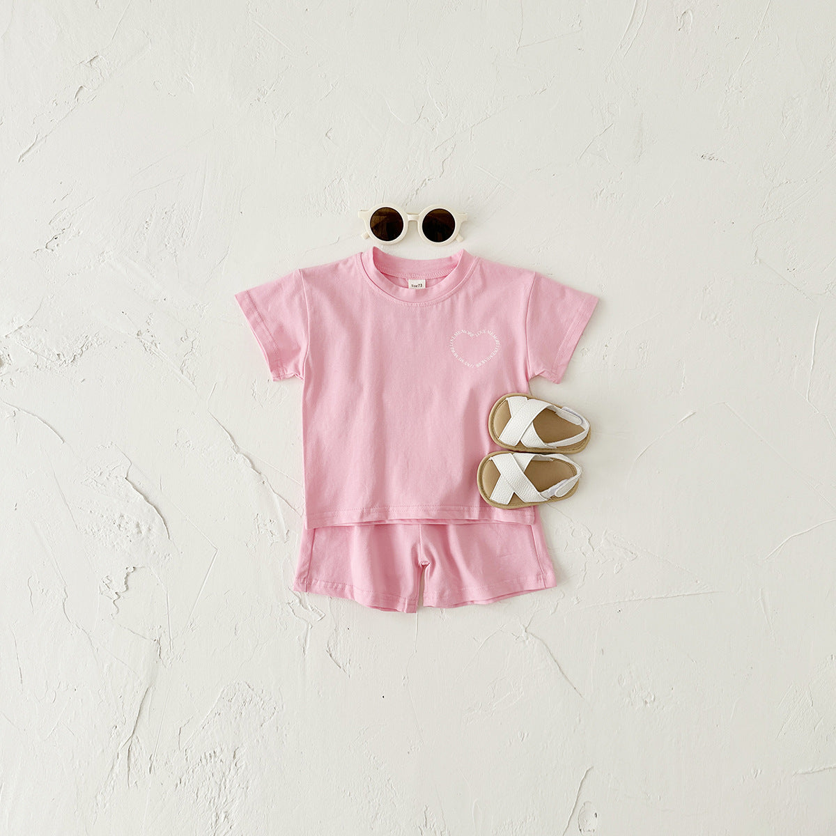 Heart Printed Short Sleeve Two-piece Set